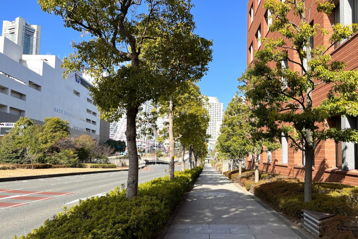サークルウォーク(歩道橋)を渡ってカップヌードルミュージアム 横浜へ